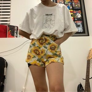 White sunflower shorts